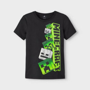 Детска тениска Minecraft Name it черна, с принт 13-14г.