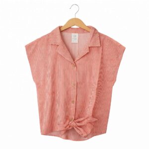 Детска памучна риза By Green Cotton райе червена  8-9 години