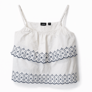 Детски топ Name It – бял с бродерия, 11–12 години