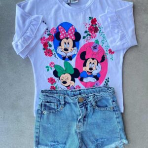 Детски комплект Minnie тениска и дънкови къси панталони 3-8 години