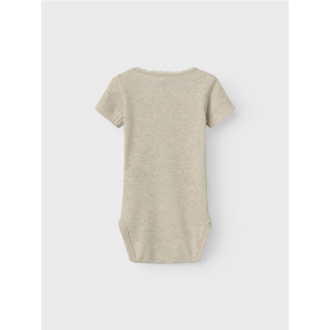 Бебешко рипсено боди Name It в бежов меланж за 1-1.5 години - Image 3